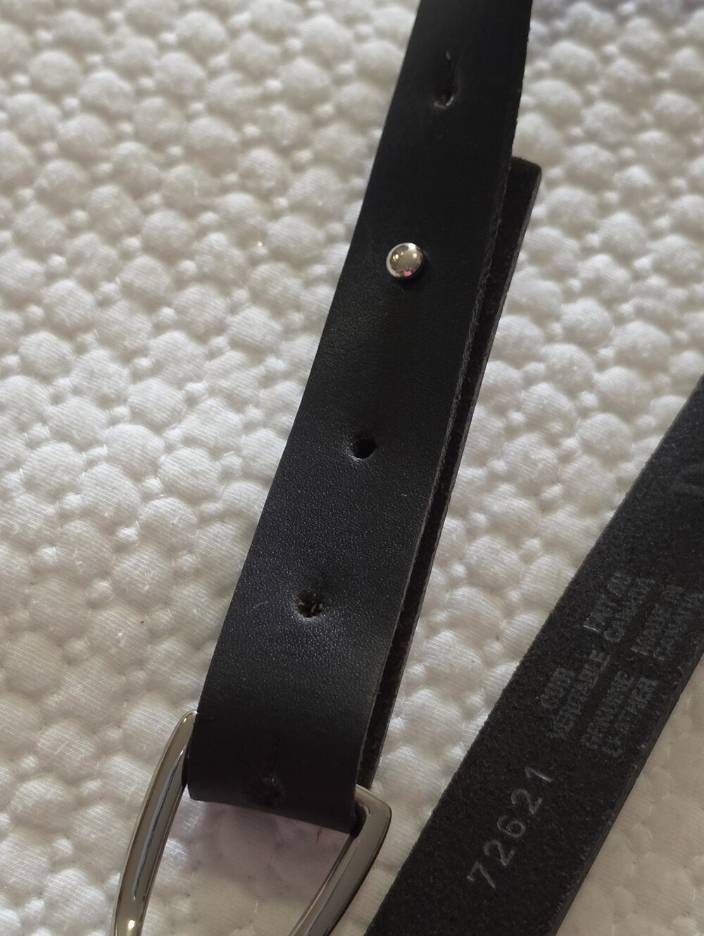 Danier Black Leather Belt with Hook Buckle. - Picture 3 of 4